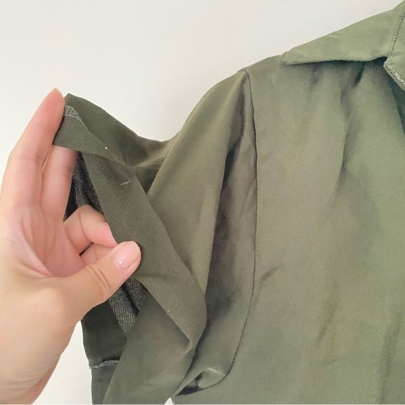 FASHION NOVA Green Collared Front Knot Crop Top - Picture 2 of 7